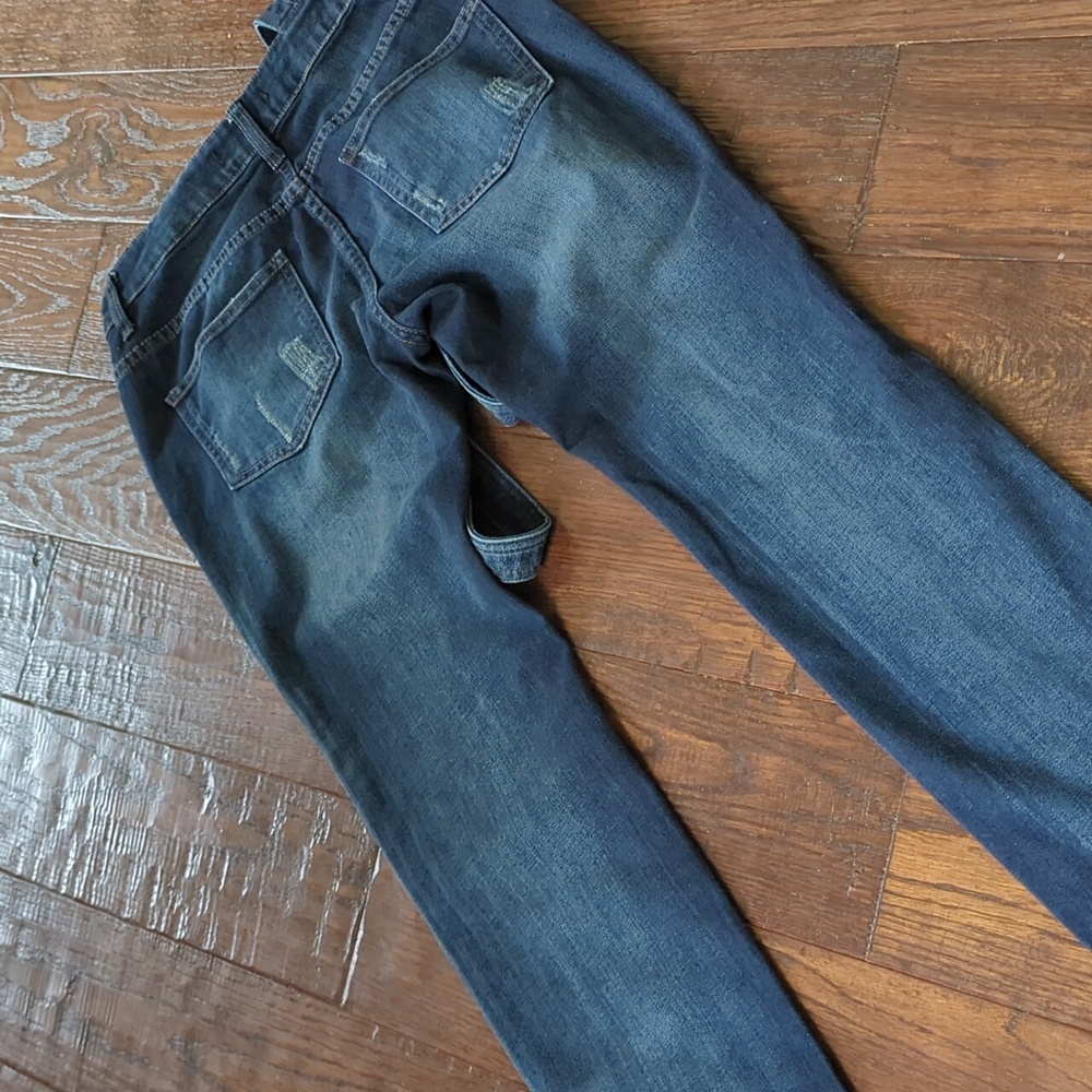 FREE PEOPLE I Slim/Skinny Fit Dark Blue Denim Jean Century Overalls, 26 - Picture 10 of 15